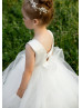 Beaded Shoulders Satin Tulle Classic Flower Girl Dress